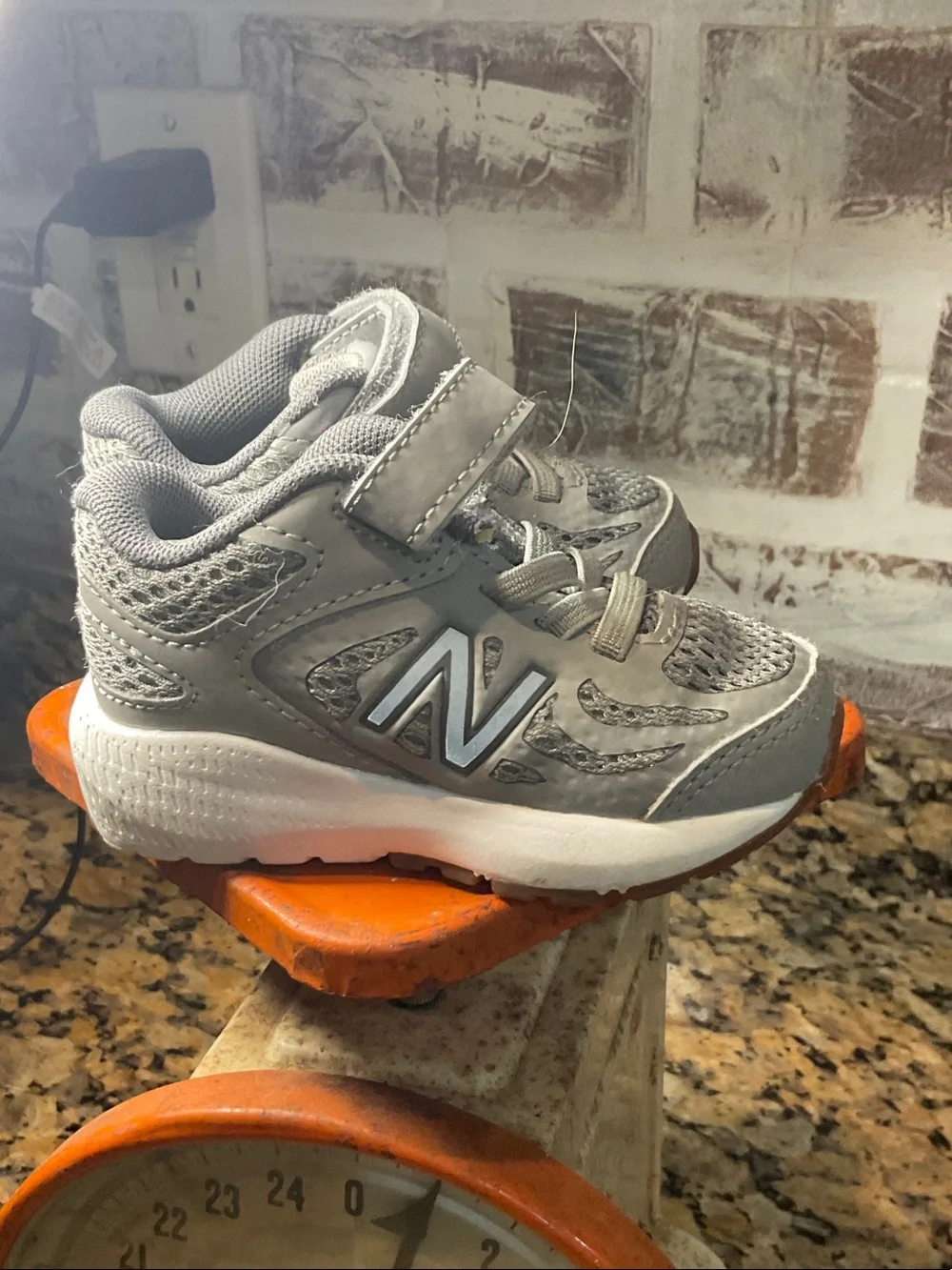 New Balance Kids Beige & White Suede Athletic Sneakers